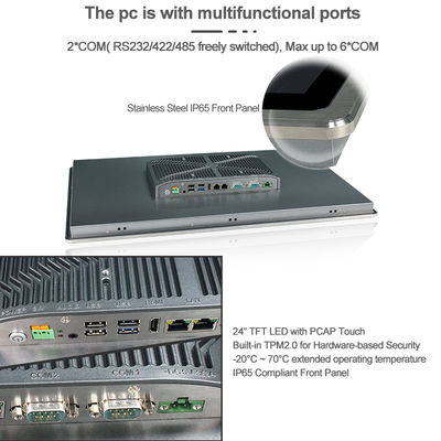 250cd / m2 SUS304 Bezgłośny komputer panelowy HMI PCAP z podwójnym RJ45 24in