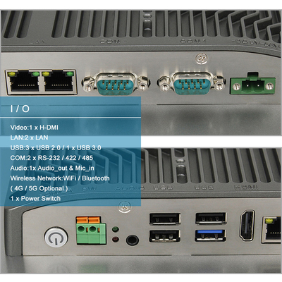 Wytrzymały, bez wentylatora 16/9 FHD HMI Panel dotykowy PC Core I3 Komputer przemysłowy z 2COM